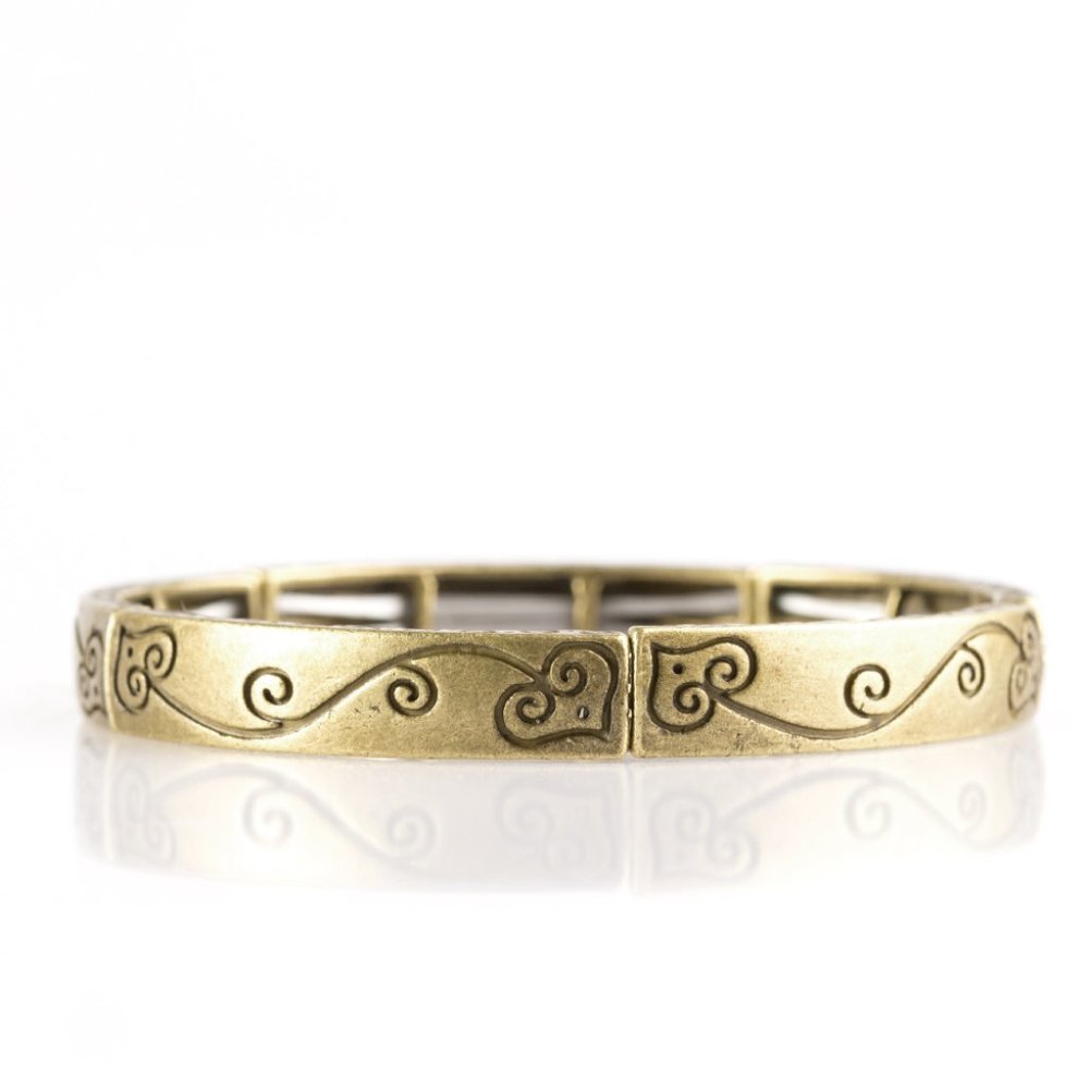 Stretchy Brass Vine and Hearts Bracelet Paparazzi
